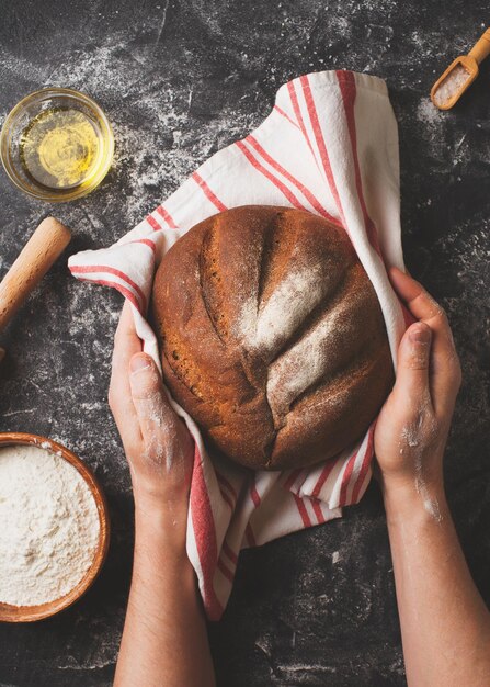 baking bread close up